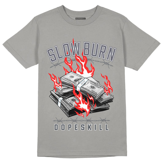 Jordan 11 Cool Grey DopeSkill Grey T-shirt Slow Burn Graphic, hiphop tees, grey graphic tees, sneakers match shirt