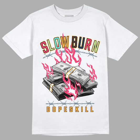 Jordan 1 Low Flyease Bio Hack DopeSkill T-Shirt Slow Burn Graphic - White 