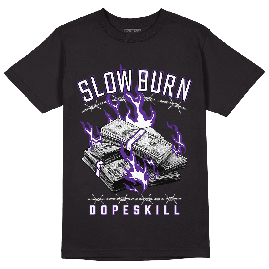 Jordan 3 Dark Iris DopeSkill T-Shirt Slow Burn Graphic - Black 