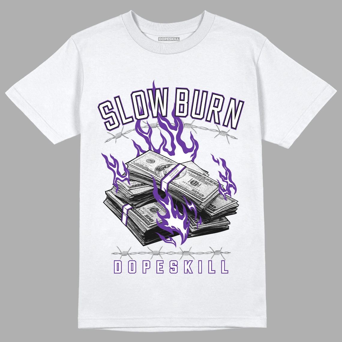 Jordan 3 Dark Iris DopeSkill T-Shirt Slow Burn Graphic - White 