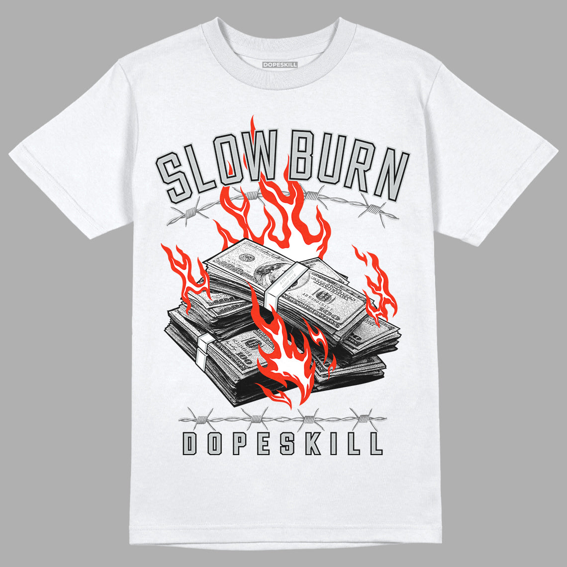 Black Canvas 4s DopeSkill T-Shirt Slow Burn Graphic - White 