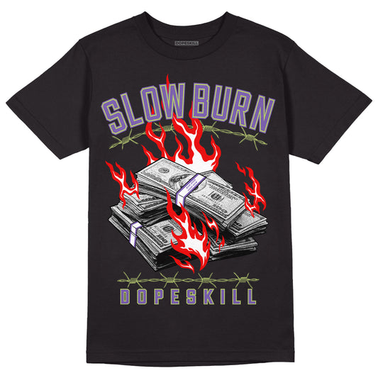 Jordan 4 Canyon Purple DopeSkill T-Shirt Slow Burn Graphic - Black