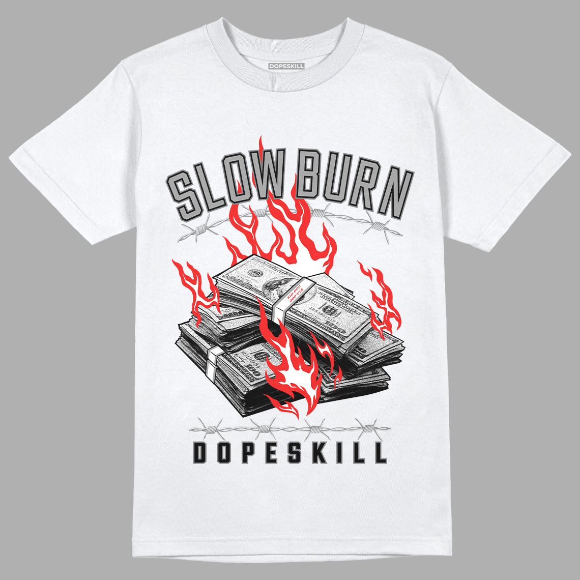 Jordan 4 Infrared DopeSkill T-Shirt Slow Burn Graphic - White 