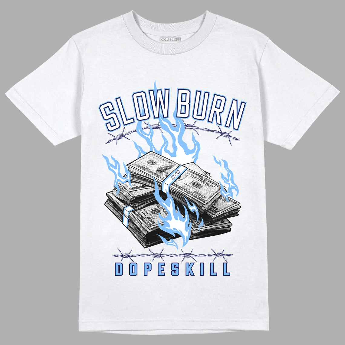 Jordan 6 UNC DopeSkill T-Shirt Slow Burn Graphic - White 