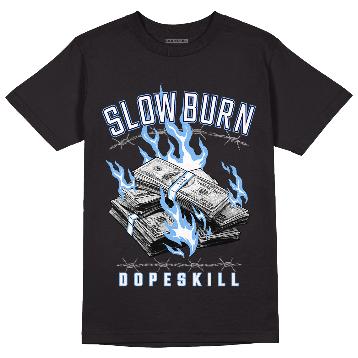 Jordan 6 UNC DopeSkill T-Shirt Slow Burn Graphic - Black