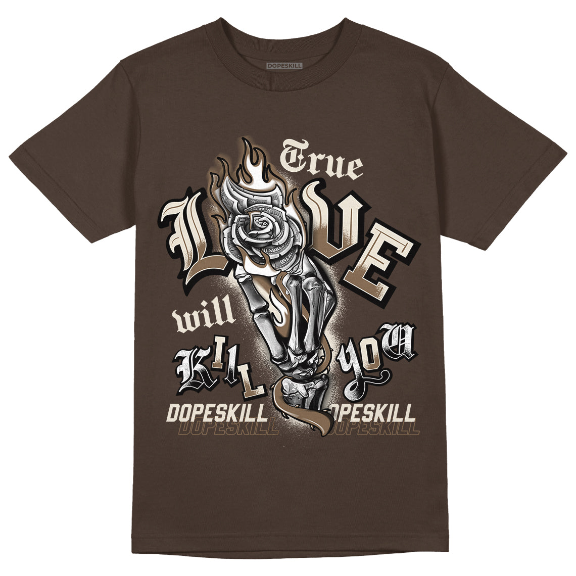 Jordan 1 Low OG “Reverse Mocha” DopeSkill Ridgerock T-shirt True Love Will Kill You Graphic