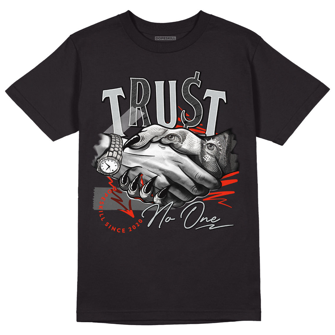 Black Canvas 4s DopeSkill T-Shirt Trust No One Graphic - Black 