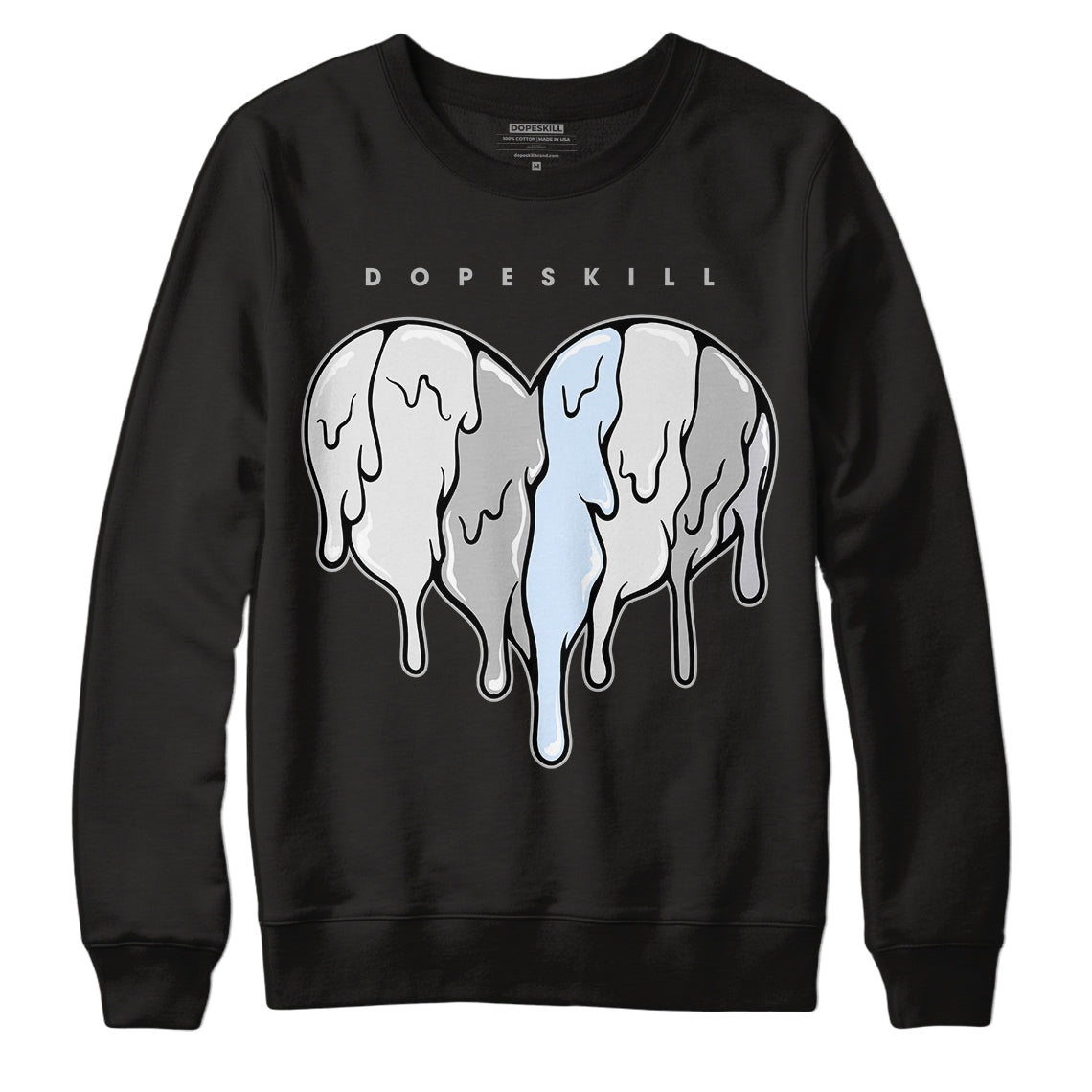 Black Metallic Chrome 6s DopeSkill Sweatshirt Slime Drip Heart Graphic - Black