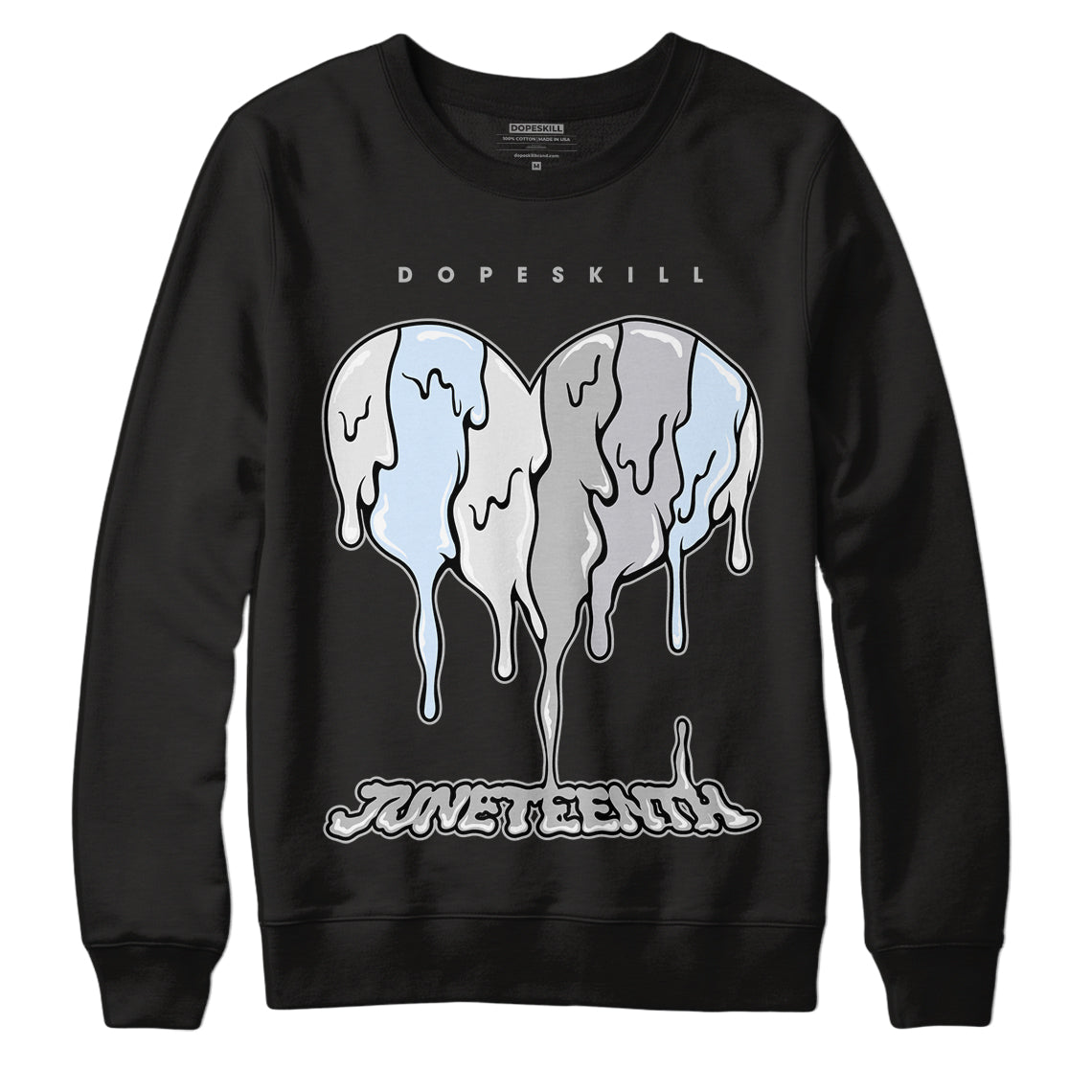 Black Metallic Chrome 6s DopeSkill Sweatshirt Juneteenth Heart Graphic - Black