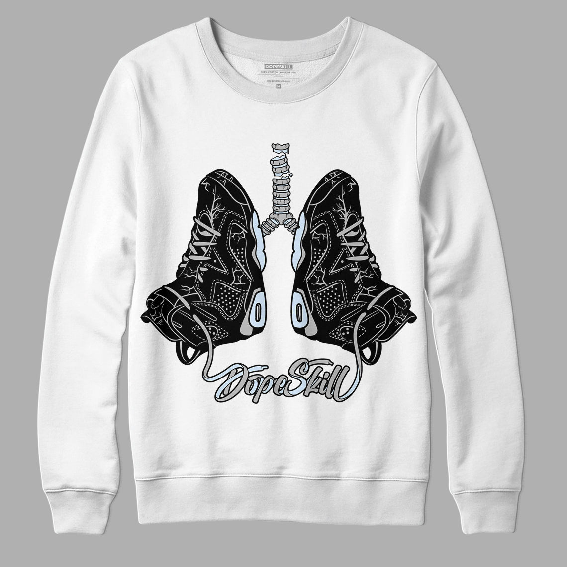 Black Metallic Chrome 6s DopeSkill Sweatshirt Breathe Graphic - White