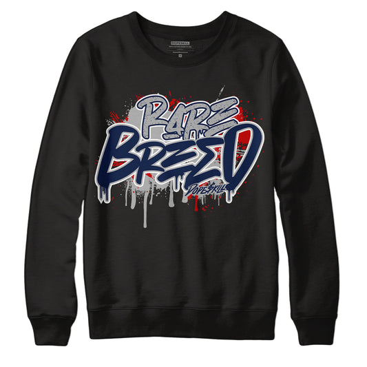 Midnight Navy 4s DopeSkill Sweatshirt Rare Breed Graphic - Black