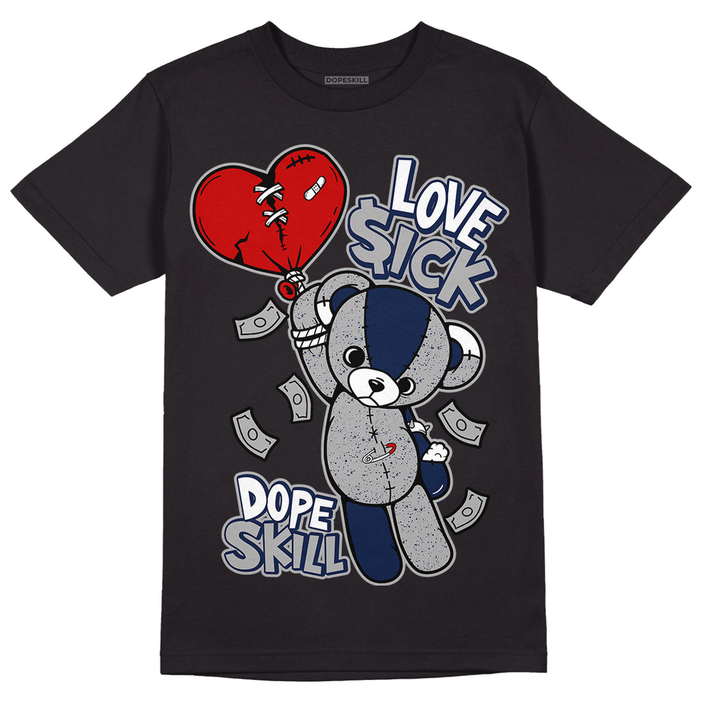 Midnight Navy 4s DopeSkill T-Shirt Love Sick Graphic - Black
