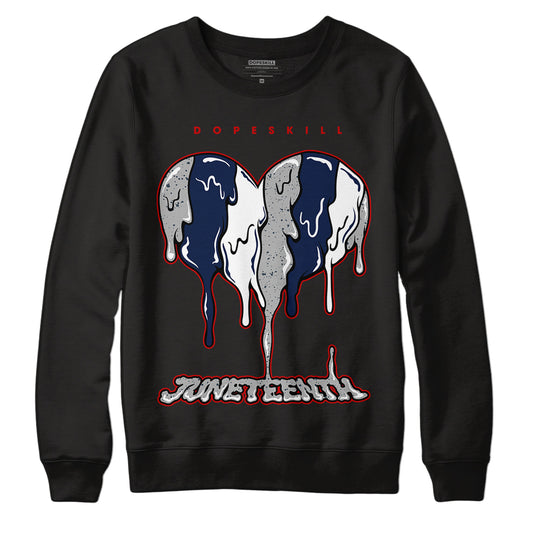 Midnight Navy 4s DopeSkill Sweatshirt Juneteenth Heart Graphic - Black