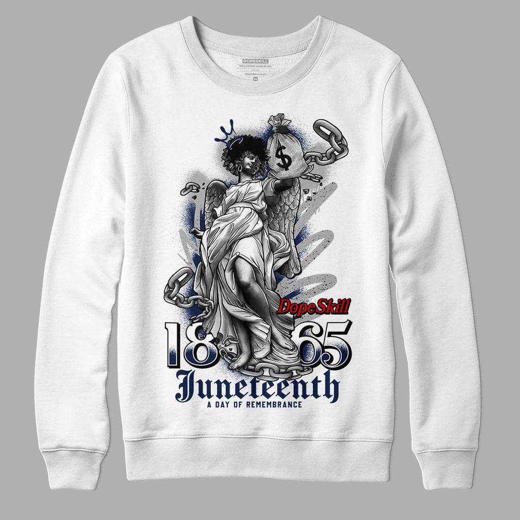 Midnight Navy 4s DopeSkill Sweatshirt Juneteenth Graphic - White