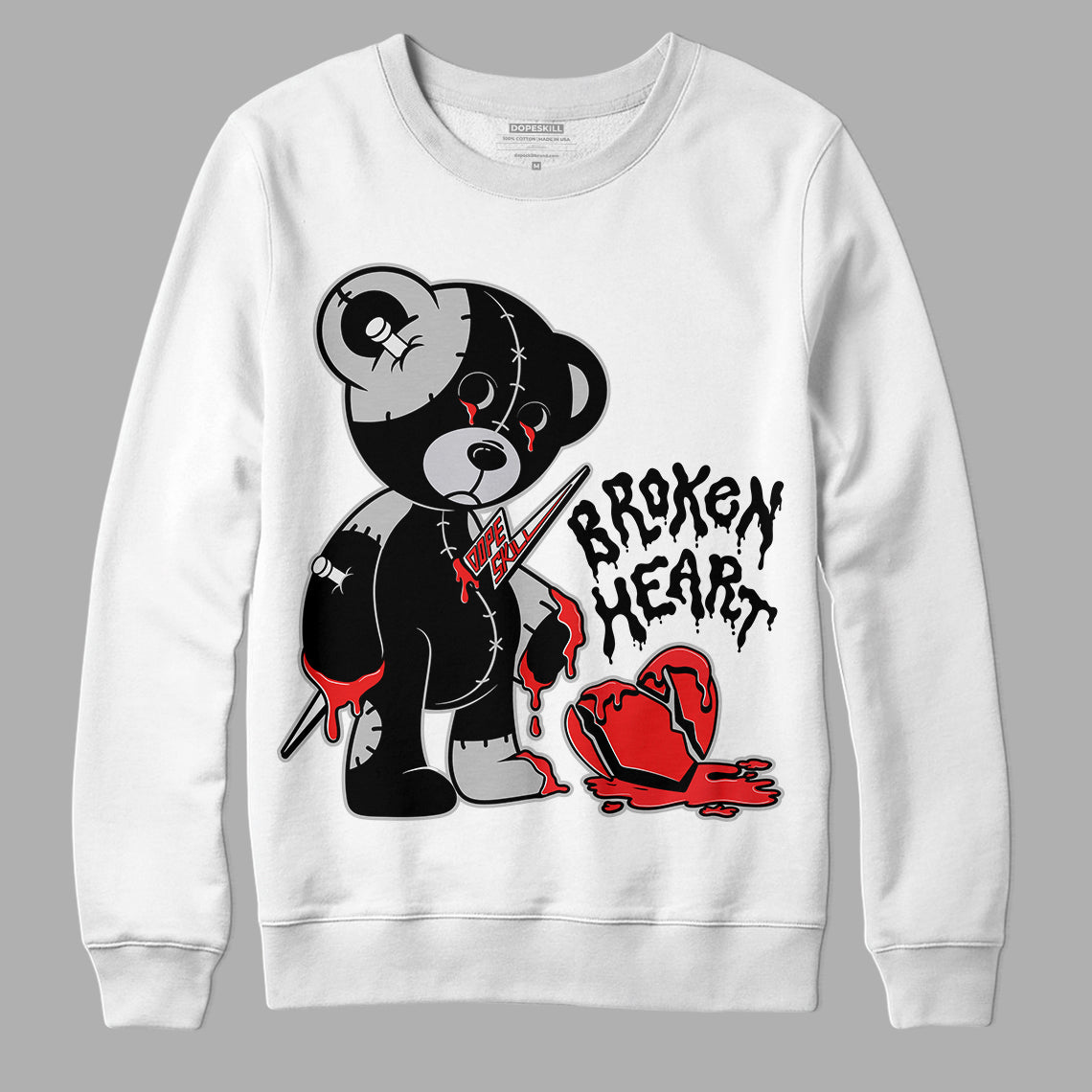 Black Metallic Chrome 6s DopeSkill Sweatshirt Broken Heart Graphic - White