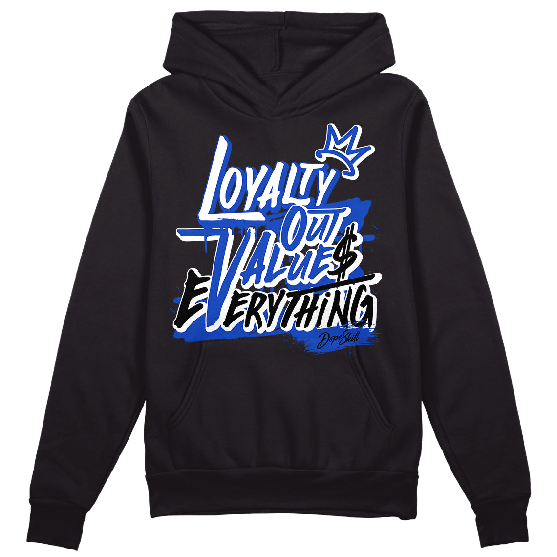 Hyper Royal 12s DopeSkill Hoodie Sweatshirt LOVE Graphic - Black 