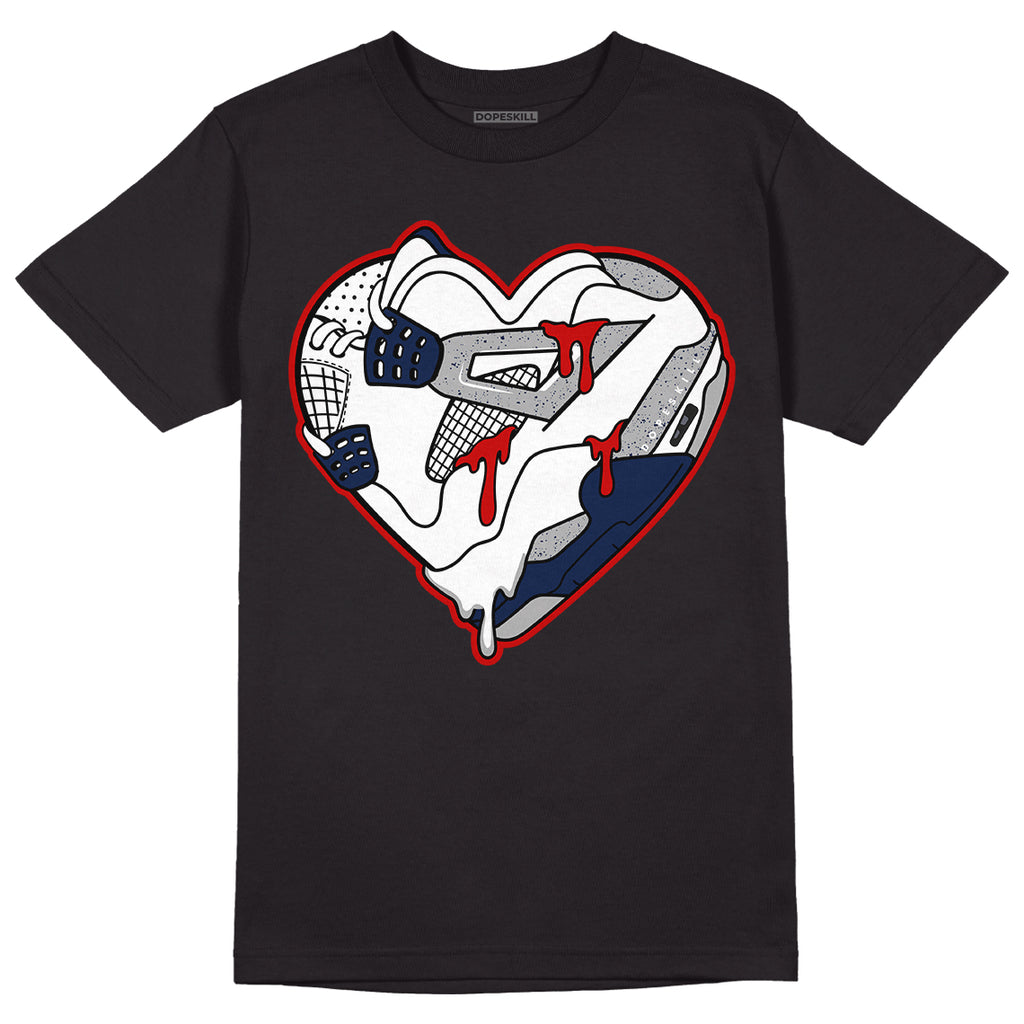 Midnight Navy 4s DopeSkill T-Shirt Heart Jordan 4 Graphic - Black