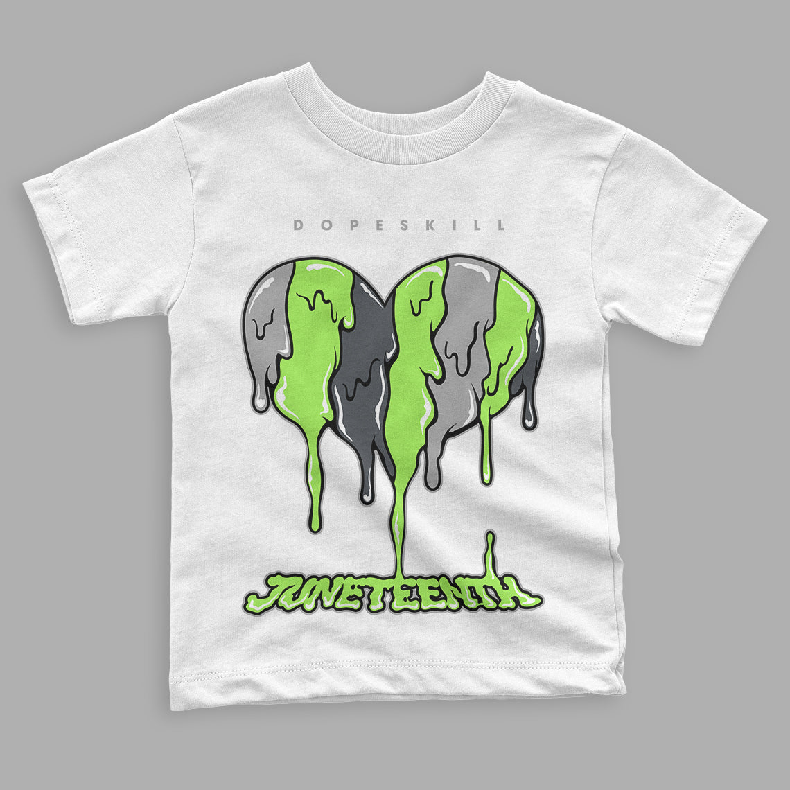 Green Bean 5s DopeSkill Toddler Kids T-shirt Juneteenth Heart Graphic - White 