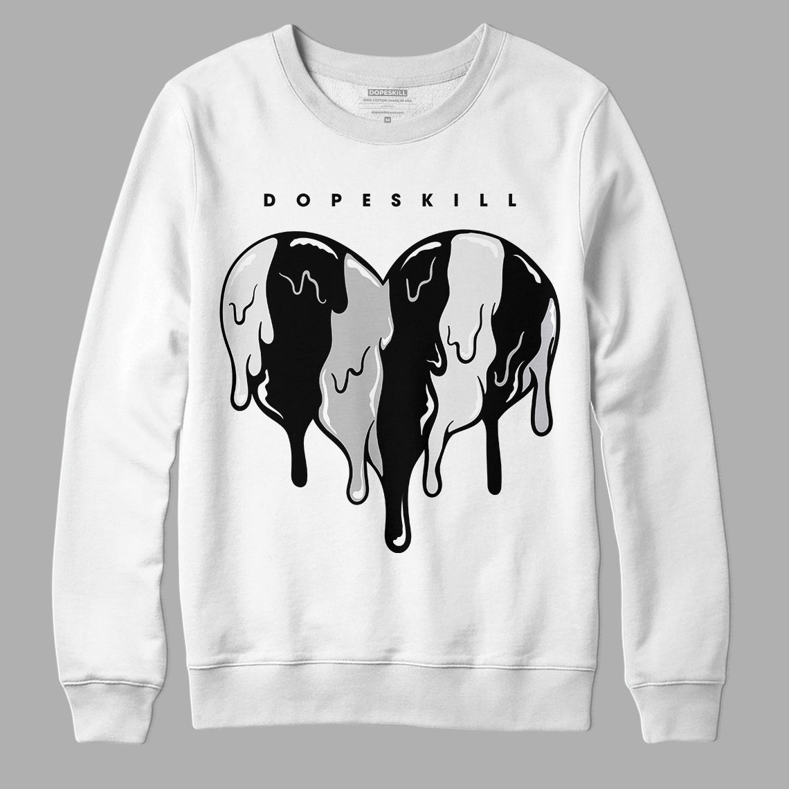 Black Metallic Chrome 6s DopeSkill Sweatshirt Slime Drip Heart Graphic - White