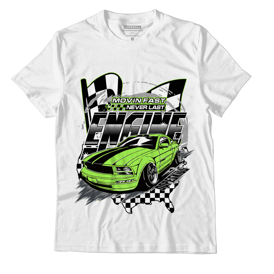 Jordan 5 Green Bean DopeSkill T-Shirt ENGINE Tshirt Graphic - White 