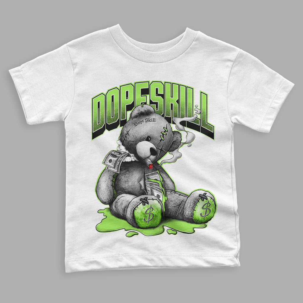 Green Bean 5s DopeSkill Toddler Kids T-shirt Sick Bear Graphic - White 