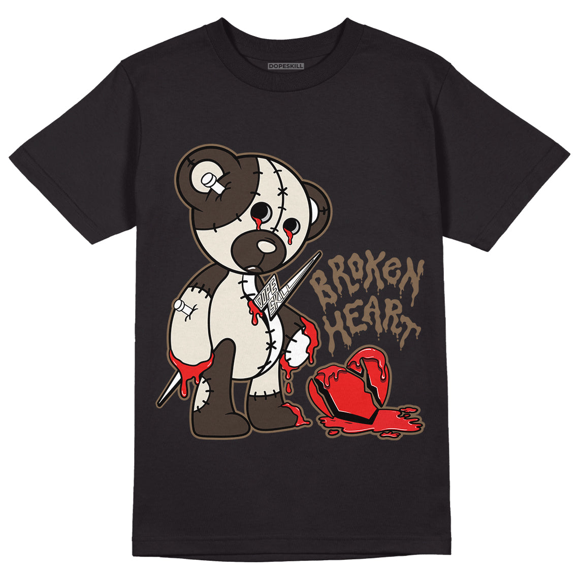 Jordan 1 Low OG “Reverse Mocha” DopeSkill T-Shirt Broken Heart Graphic - Black