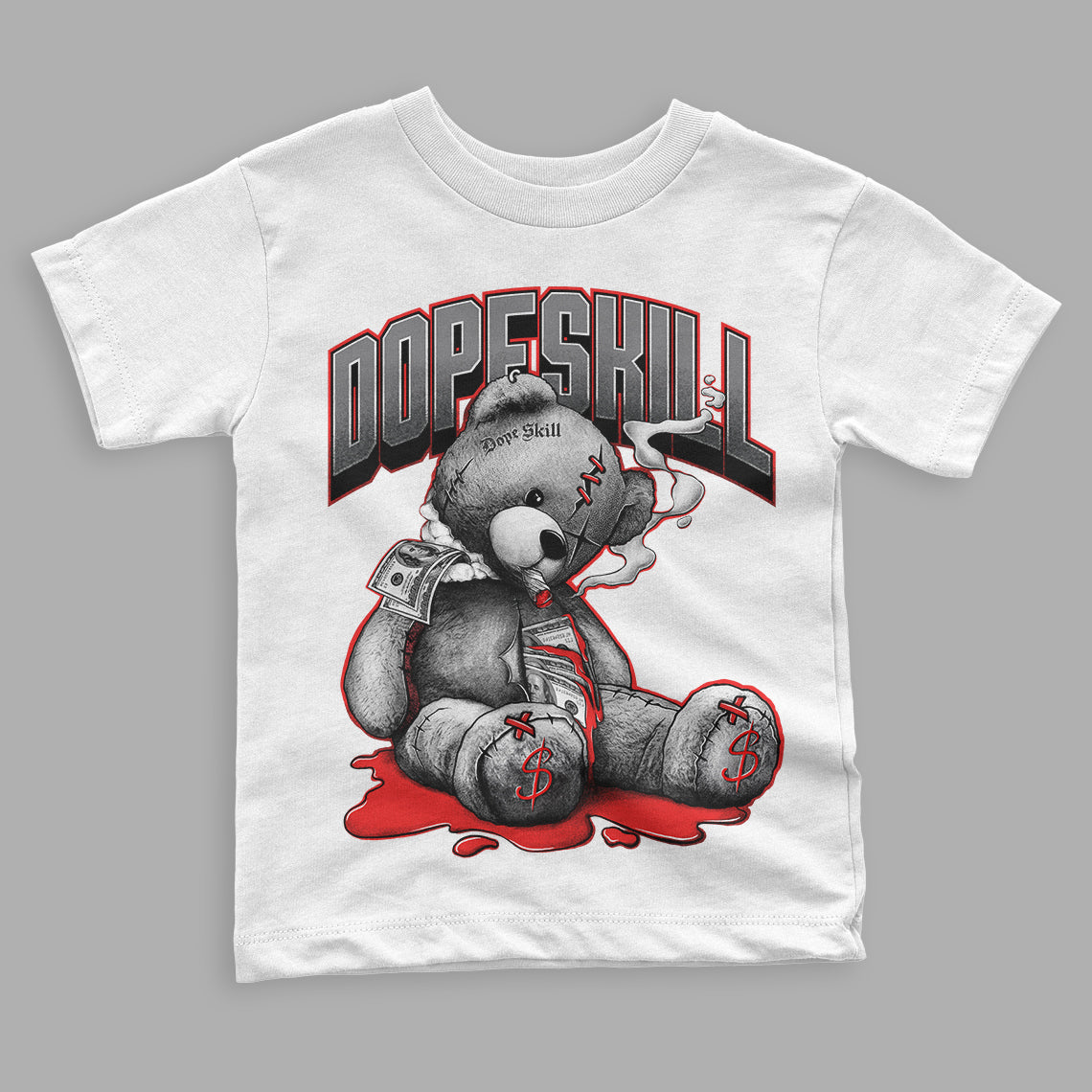 Infrared 4s DopeSkill Toddler Kids T-shirt Sick Bear Graphic - White 