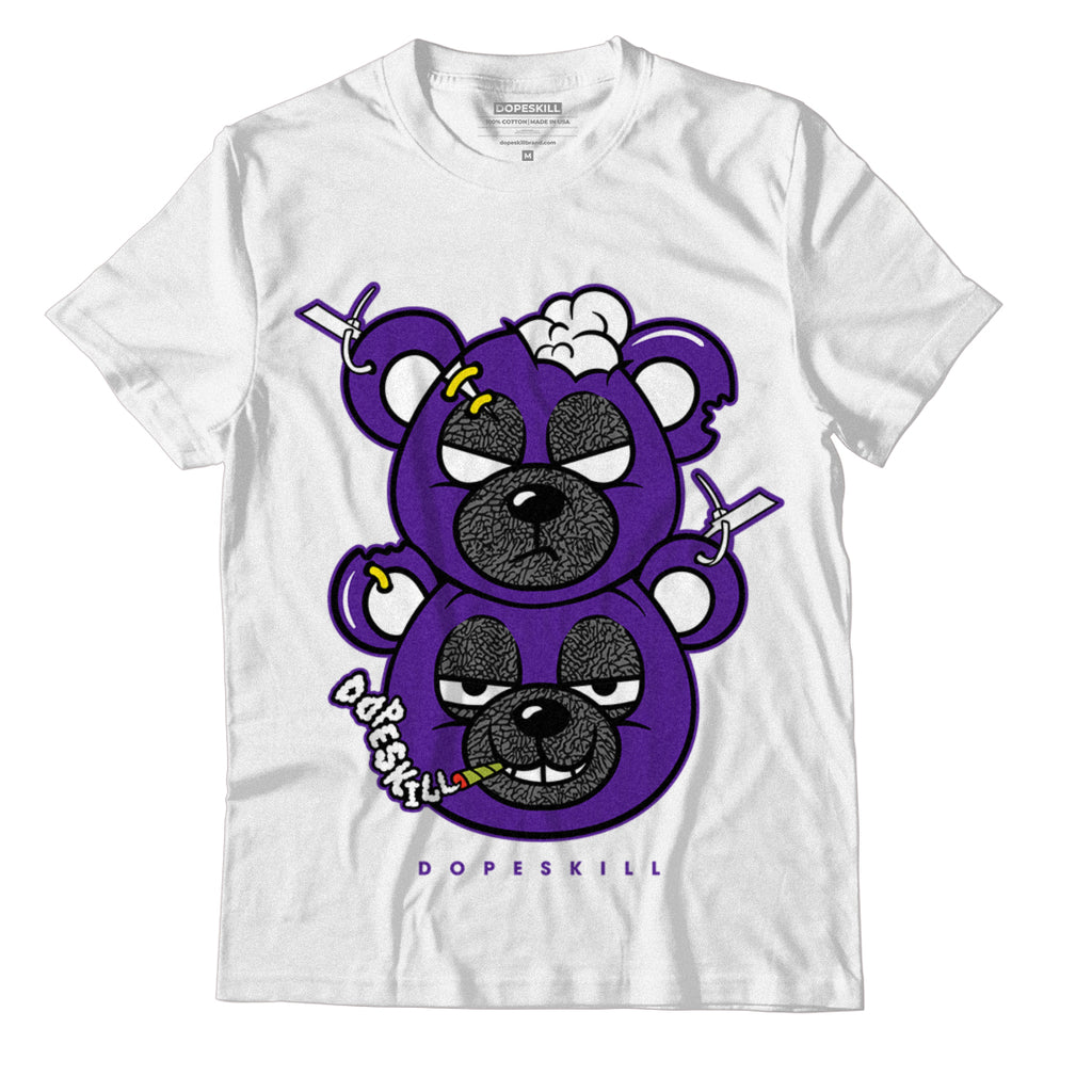 Jordan 3 Dark Iris DopeSkill T-Shirt New Double Bear Graphic - White 
