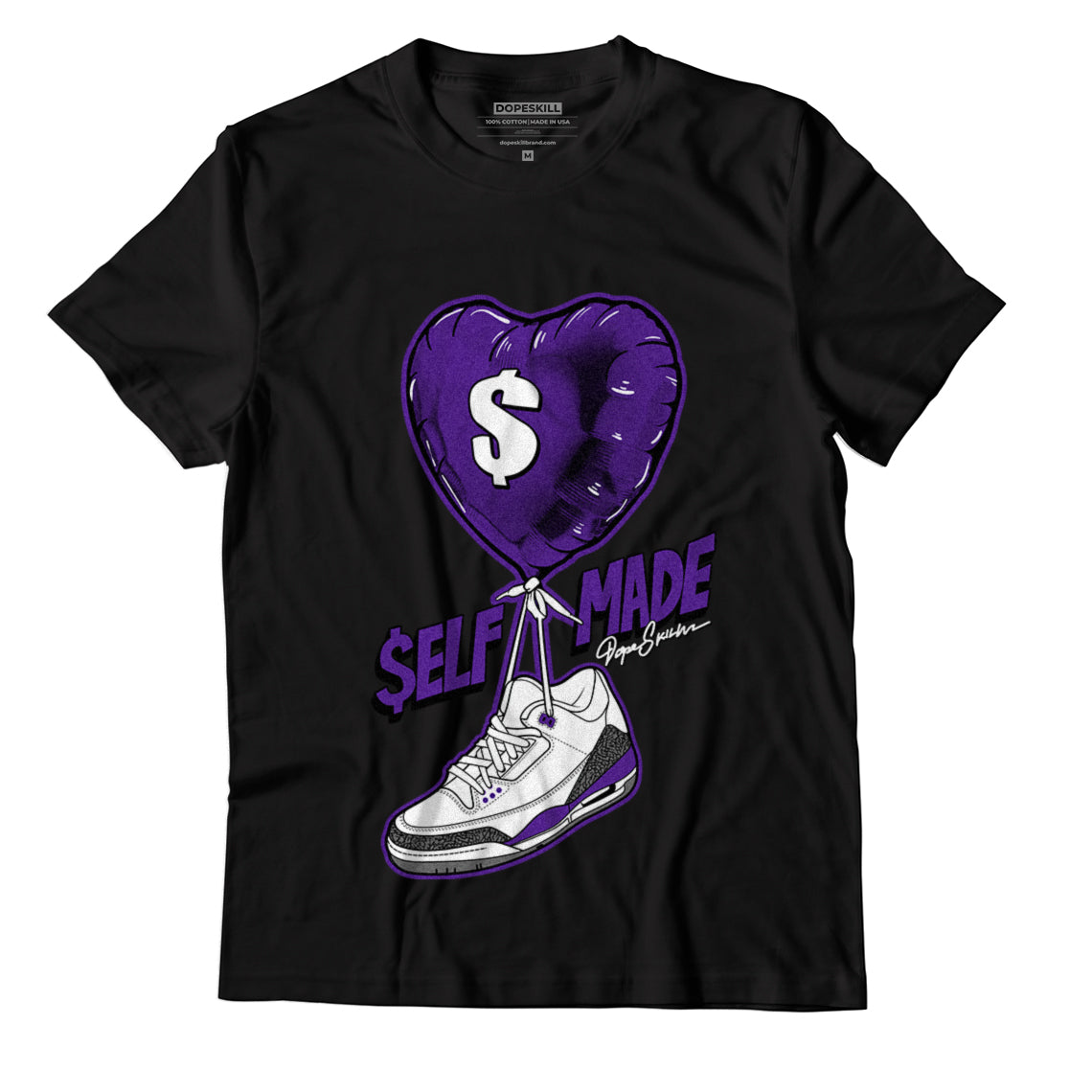 Jordan 3 Dark Iris DopeSkill T-Shirt Self Made Graphic - Black