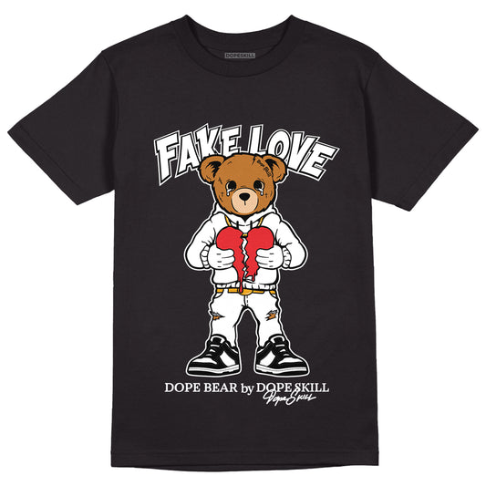 Dunk Low Panda White Black DopeSkill T-Shirt Fake Love Graphic - Black 