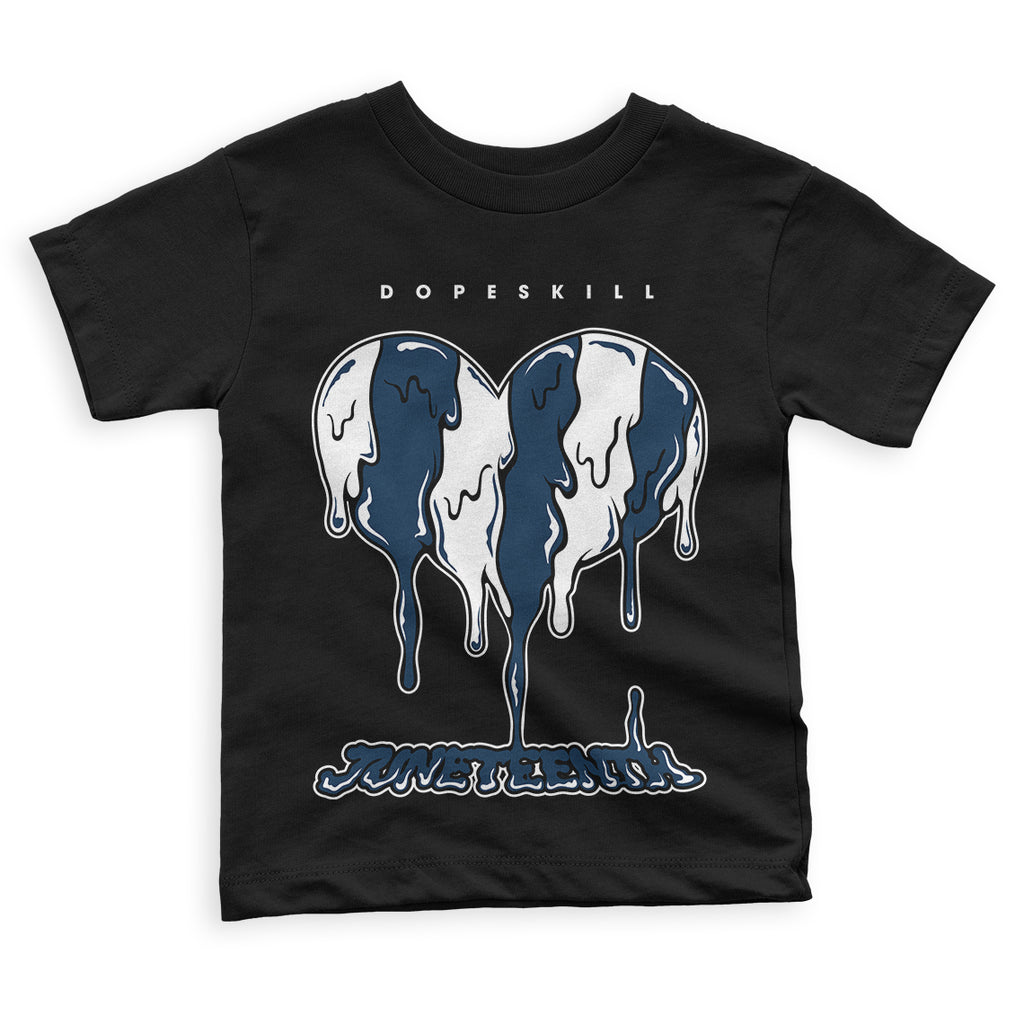 Brave Blue 13s DopeSkill Toddler Kids T-shirt Juneteenth Heart Graphic - Black