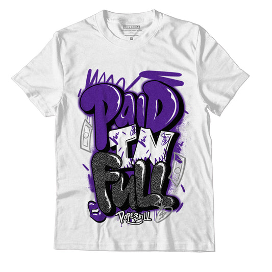 Jordan 3 Dark Iris DopeSkill T-Shirt New Paid In Full Graphic - White 