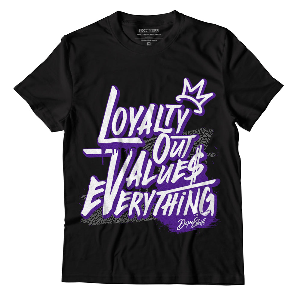 Jordan 3 Dark Iris DopeSkill T-Shirt LOVE Graphic - Black