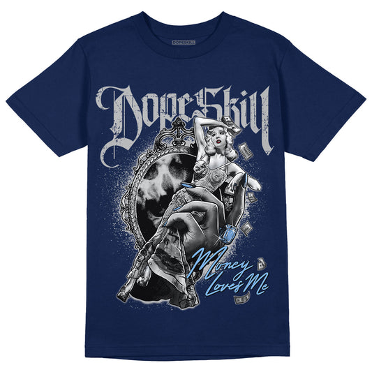 Georgetown 6s DopeSkill College Navy T-shirt Money Loves Me Graphic