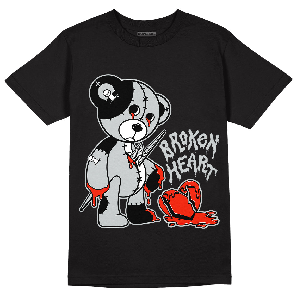 Black Canvas 4s DopeSkill T-Shirt Broken Heart Graphic - Black