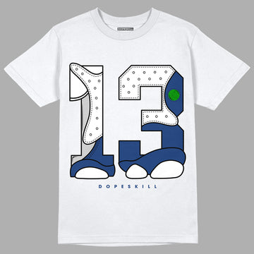 Jordan 13 French Blue DopeSkill T-Shirt No.13 Graphic - White