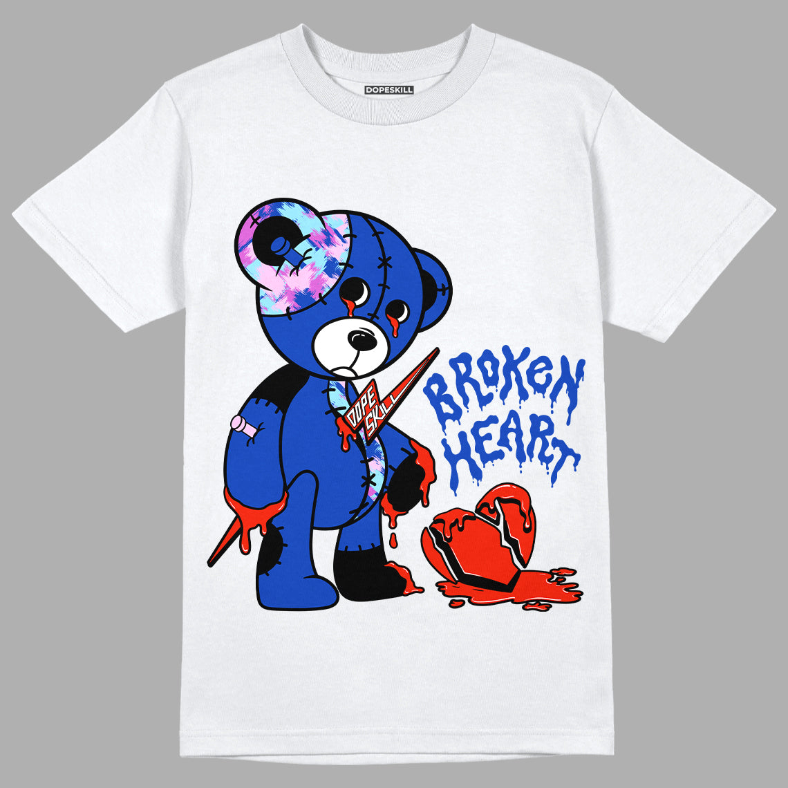 Hyper Royal 12s DopeSkill T-Shirt Broken Heart Graphic - White