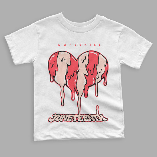 Atmosphere 6s Low DopeSkill Toddler Kids T-shirt Juneteenth Heart Graphic - White 