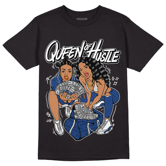 Jordan 13 French Blue DopeSkill T-Shirt Queen Of Hustle Graphic - Black 