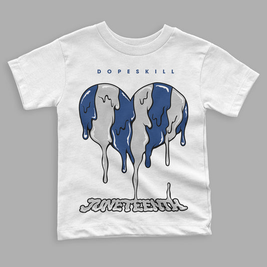 French Blue 13s DopeSkill Toddler Kids T-shirt Juneteenth Heart Graphic