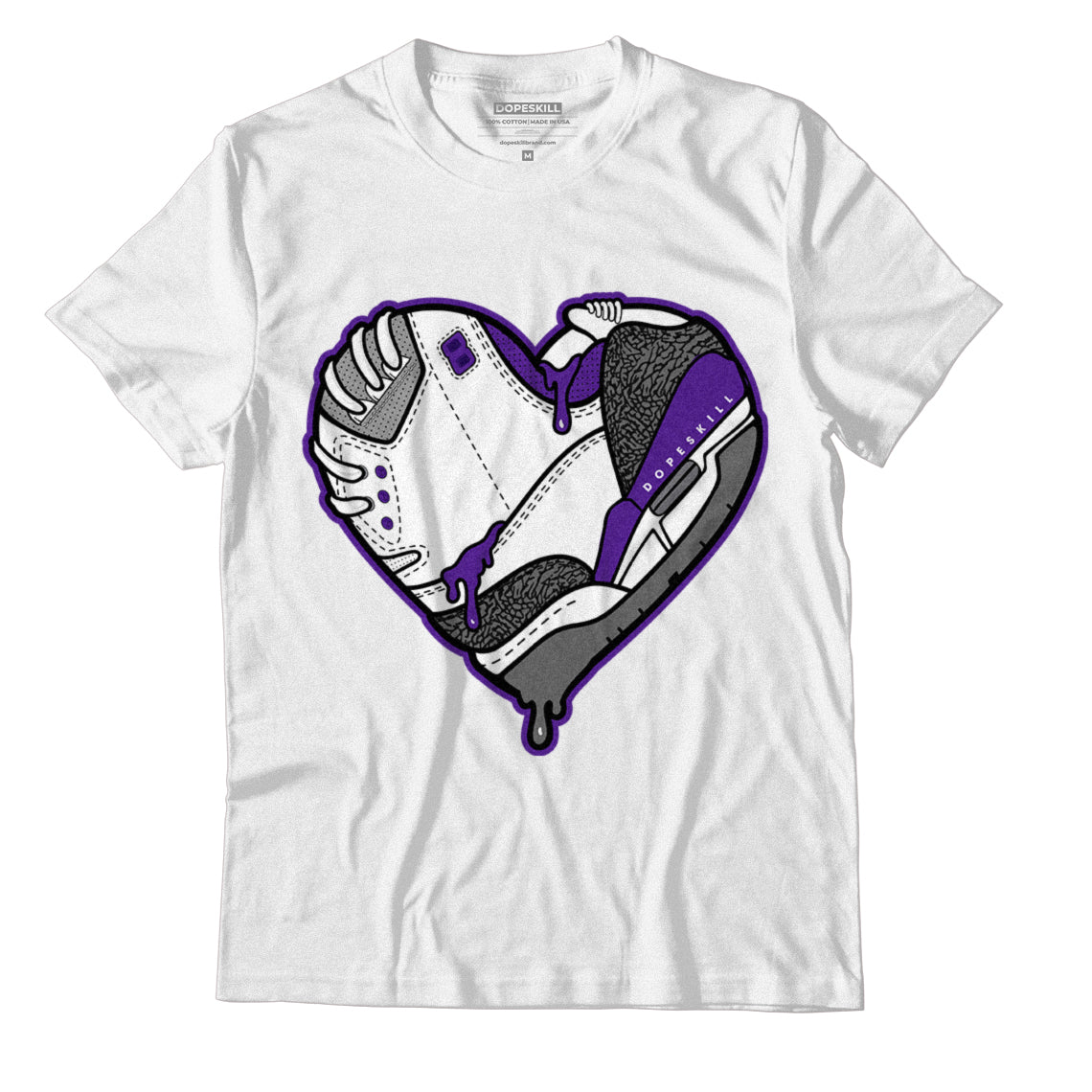 Jordan 3 Dark Iris DopeSkill T-Shirt Heart Jordan 3 Graphic - White 