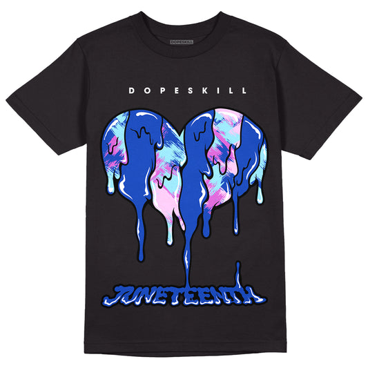 Hyper Royal 12s DopeSkill T-Shirt Juneteenth Heart Graphic - Black