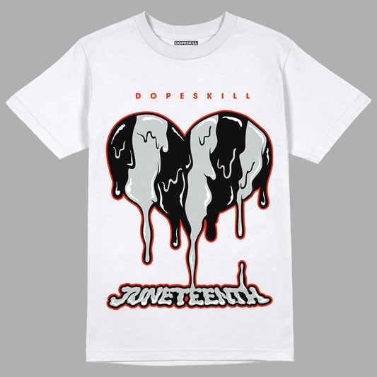 Black Canvas 4s DopeSkill T-Shirt Juneteenth Heart Graphic - White 