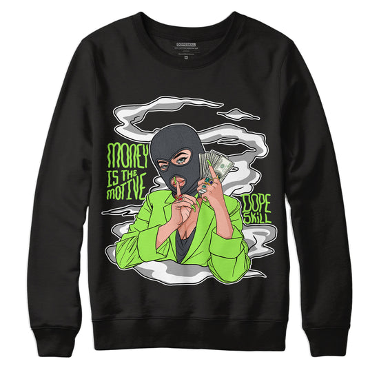 Jordan 5 Green Bean DopeSkill Sweatshirt Money Is The Motive Graphic - Black