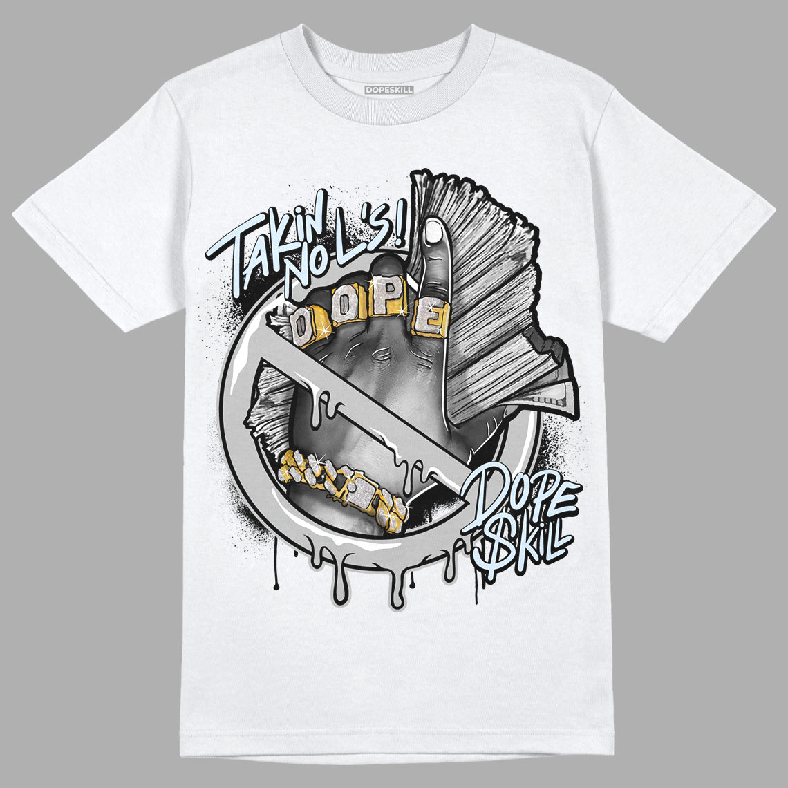 Black Metallic Chrome 6s DopeSkill T-Shirt Takin No L's Graphic - White