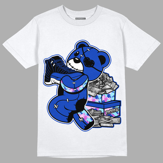 Hyper Royal 12s DopeSkill T-Shirt Bear Steals Sneaker Graphic - White