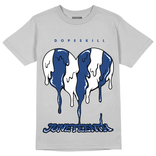 AJ 13 French Blue DopeSkill Light Steel Grey T-shirt Juneteenth Heart Graphic