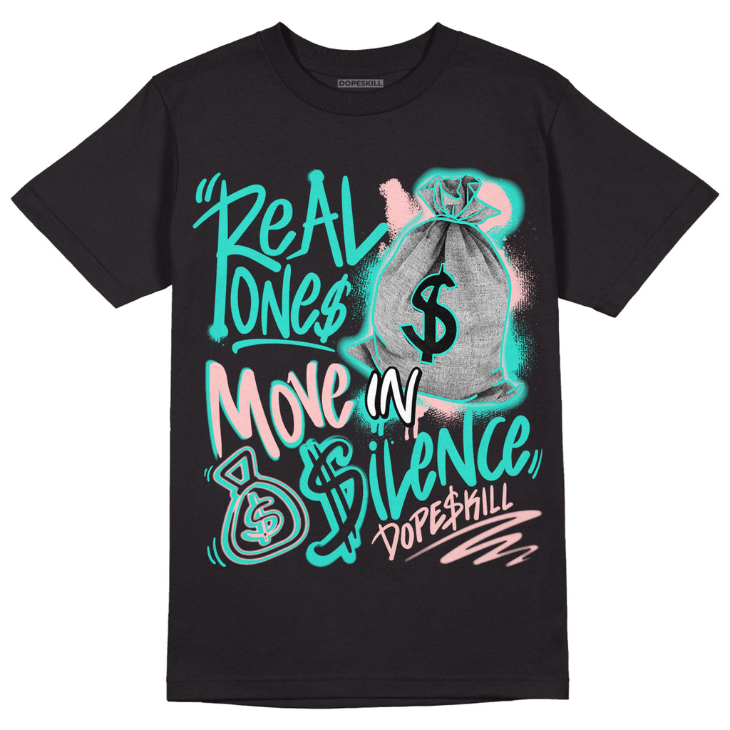 Green Snakeskin Dunk Low DopeSkill T-Shirt Real Ones Move In Silence Graphic - Black