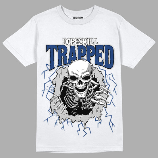 Jordan 13 French Blue DopeSkill T-Shirt Trapped Halloween Graphic - White 