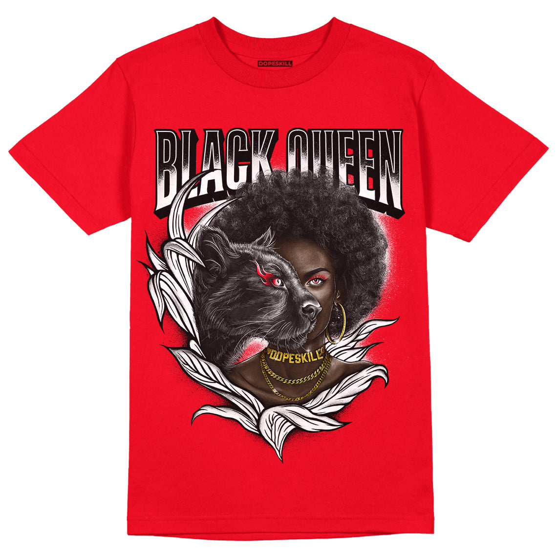 Red Thunder 4s DopeSkill Red T-shirt New Black Queen Graphic